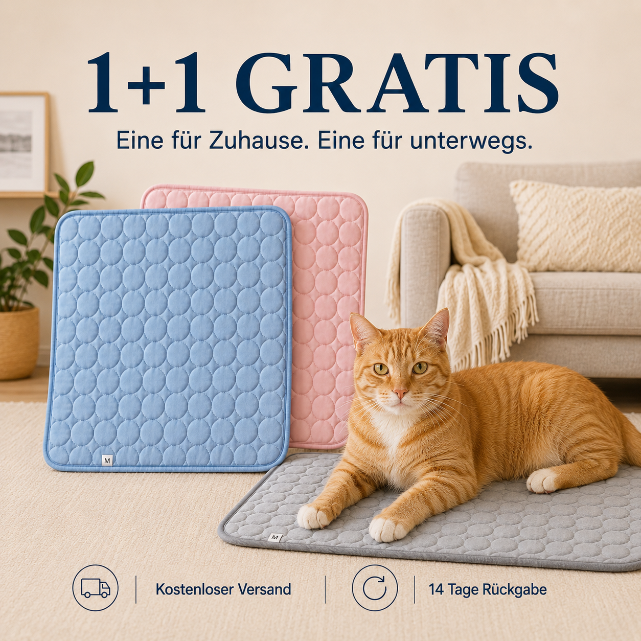 Pfotenquelle Kühlmatte für Katzen 2-für-1